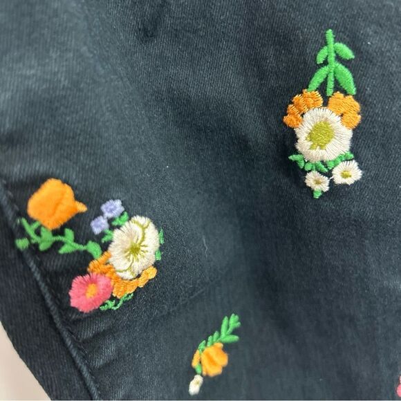Tory Burch Jeans Womens 25 Brindle Black Floral Embroidered Skinny Ankle Jeans - Picture 5 of 13